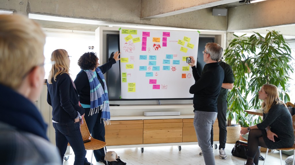 macc team in a strategy workshop with sticky notes